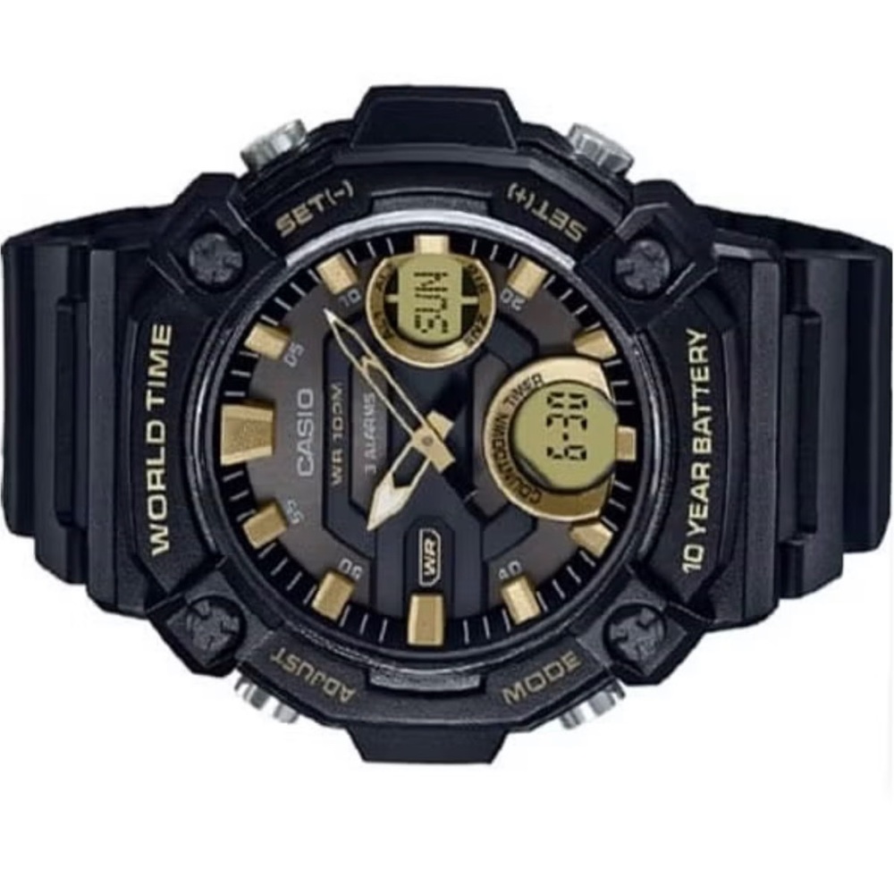 CASIOMen's Digital Analog Black Dial Resin Band WatchAEQ-120W-9AVDF
